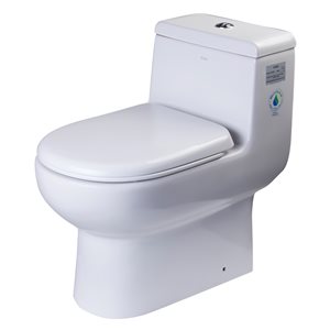EAGO Elongated 1-Piece Toilet - WaterSense Dual Flush - Standard Height - 15.25-in - White
