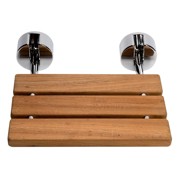 ALFI brand Folding Shower Seat Bench - 16-in - Wood and Polished Chrome