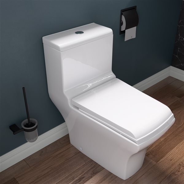 EAGO Square 1-Piece Toilet - Dual Flush - Standard Height - 15.75-in - White