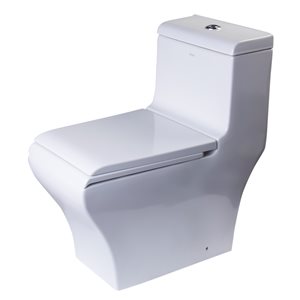 EAGO Square 1-Piece Toilet - Dual Flush - Standard Height - 15.75-in - White