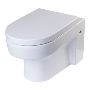 EAGO Elongated Wall Mount Toilet - Dual Flush - Comfort Height - 14-in - White