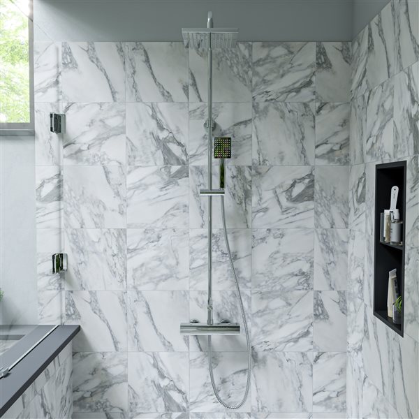 ALFI brand Thermostatic Shower Bar System - Square Shower Head - Polished Chrome