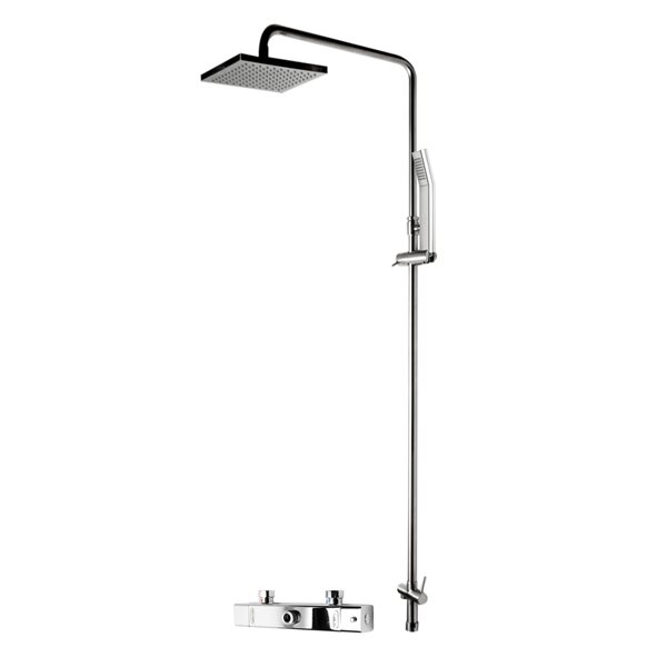 ALFI brand Thermostatic Shower Bar System - Square Shower Head - Polished Chrome