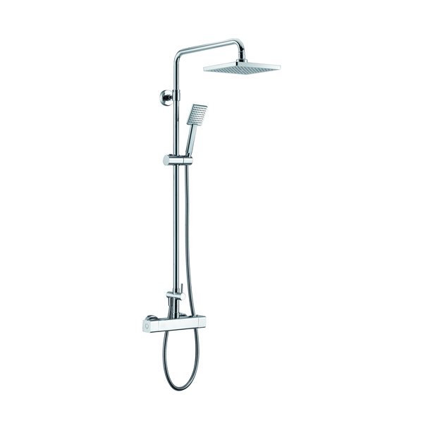 ALFI brand Thermostatic Shower Bar System - Square Shower Head - Polished Chrome