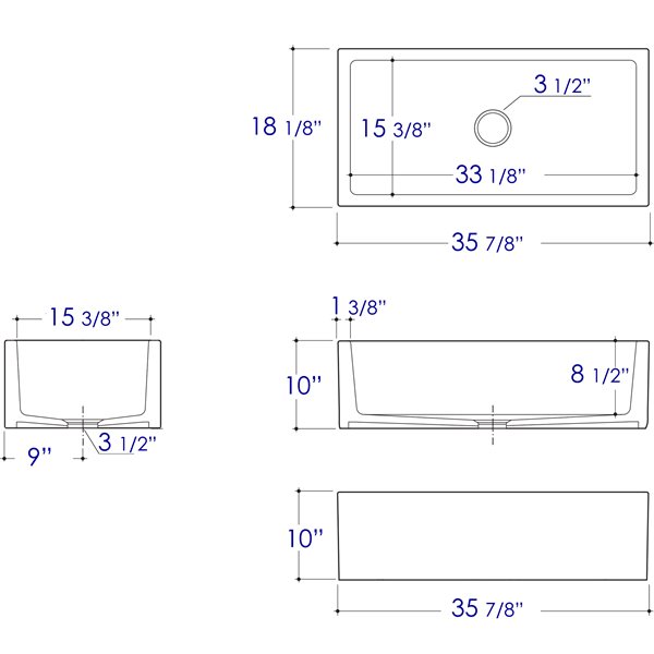 ALFI brand Apron Front/Farmhouse Kitchen Sink - Single Bowl - 36-in x 18-in - White