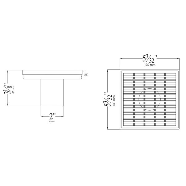 ALFI brand Square Shower Drain - 5.25-in - Brushed Stainless Steel