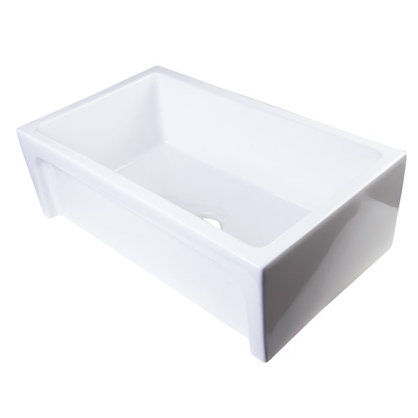 ALFI brand Apron Front/Farmhouse Kitchen Sink - Single Bowl - 30-in x 18.13-in - White Fireclay