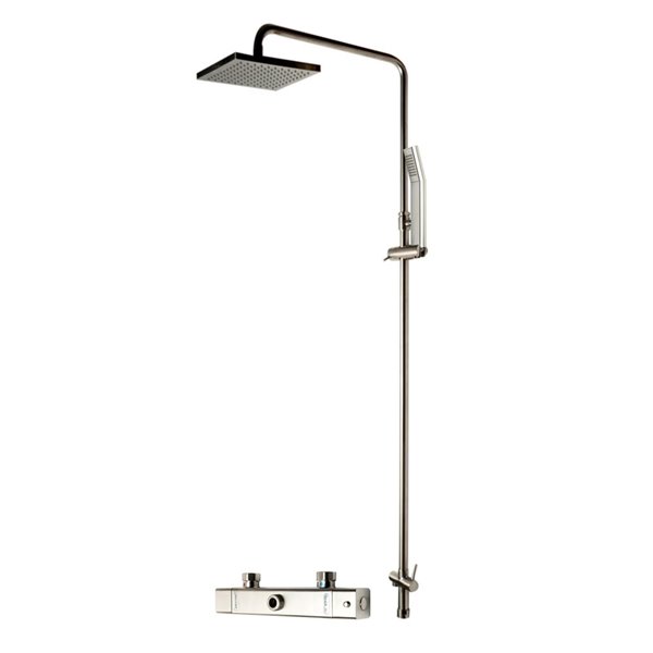 Image of Alfi Brand | Thermostatic Shower Bar System - Square Shower Head - Brushed Nickel | Rona