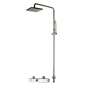 ALFI Brand Thermostatic Shower Bar System - Square Shower Head - Brushed Nickel
