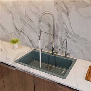 ALFI Brand Drop-in Kitchen Sink - Single Bowl - 29.88-in x 19.88-in - Grey