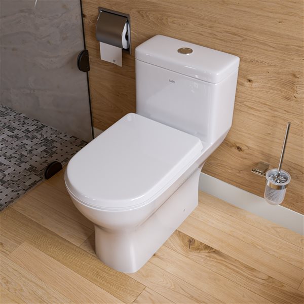 EAGO Dual Flush Elongated Toilet - WaterSense - Standard Height - 15.25-in - White