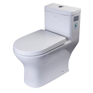 EAGO Dual Flush Elongated Toilet - WaterSense - Standard Height - 15.25-in - White