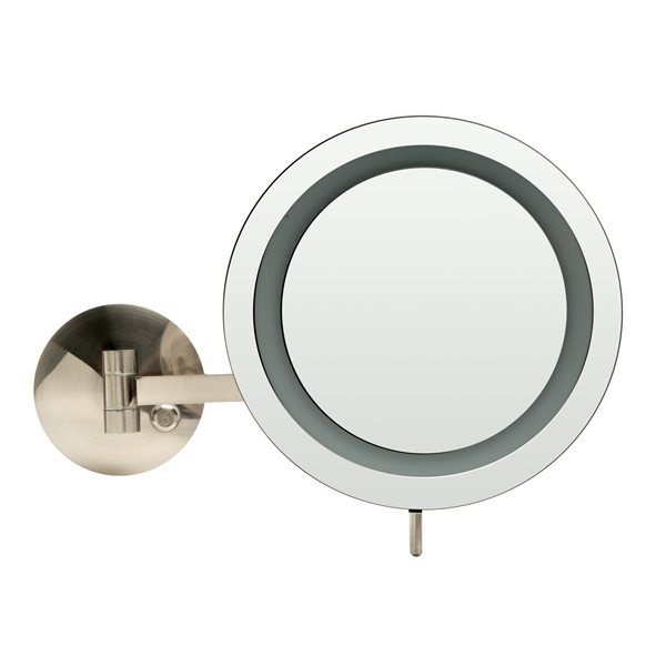 ALFI brand Wall Mount Cosmetic Mirror with LED Light - 5x Magnify - 9-in - Brushed Brass