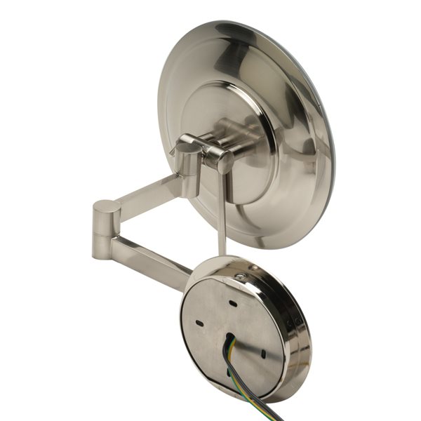 ALFI brand Wall Mount Cosmetic Mirror with LED Light - 5x Magnify - 9-in - Brushed Brass