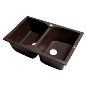 ALFI Brand Drop-in Kitchen Sink - Double Bowl - 31.13-in x 19.66-in - Brown