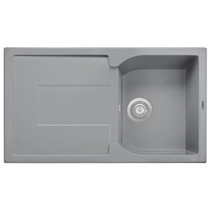 ALFI Brand Drop-in Kitchen Sink - Single Bowl - 33.88-in x 19.75-in - Grey