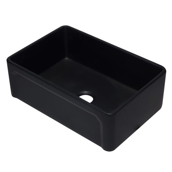 ALFI brand Apron Front/Farmhouse Kitchen Sink - Single Bowl - 29.75-in x 20.88-in - Matte Black