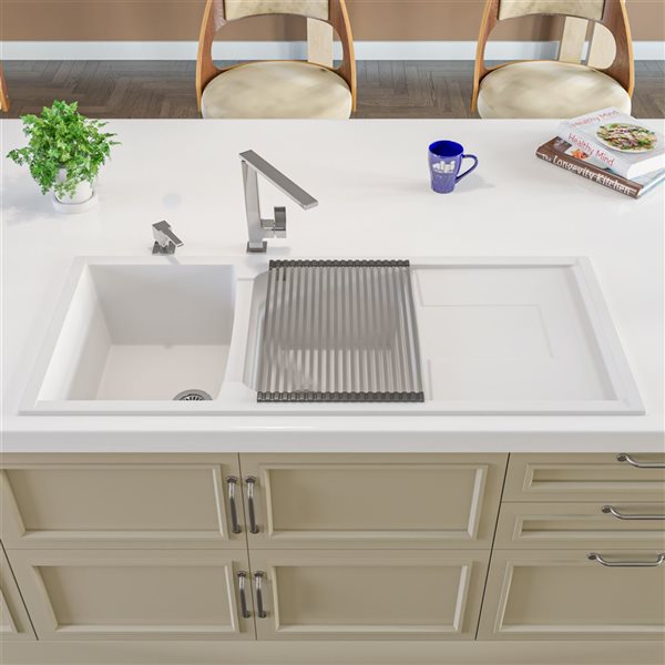 ALFI brand Drop-in Kitchen Sink - Double Bowl - 45.75-in x 19.75-in - White