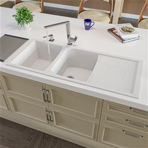 ALFI brand Drop-in Kitchen Sink - Double Bowl - 45.75-in x 19.75-in - White