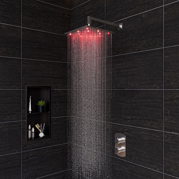 ALFI brand Thermostatic Mixing Shower Valve - 2-Handle - Brushed Nickel