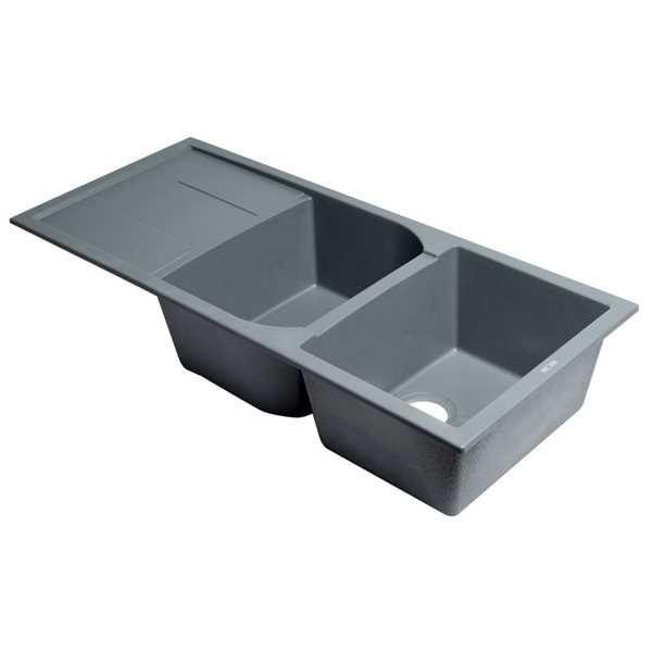 ALFI brand Drop-in Kitchen Sink - Double Bowl - 45.75-in x 19.75-in - Grey