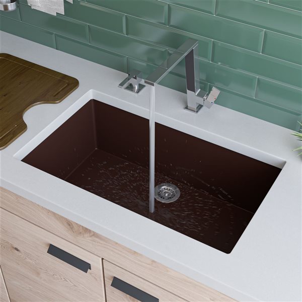 ALFI brand Undermount Kitchen Sink - Single Bowl - 29.88-in x 17.13-in - Brown