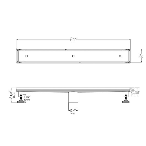 ALFI brand Linear Shower Drain - 24-in - Brushed Stainless Steel