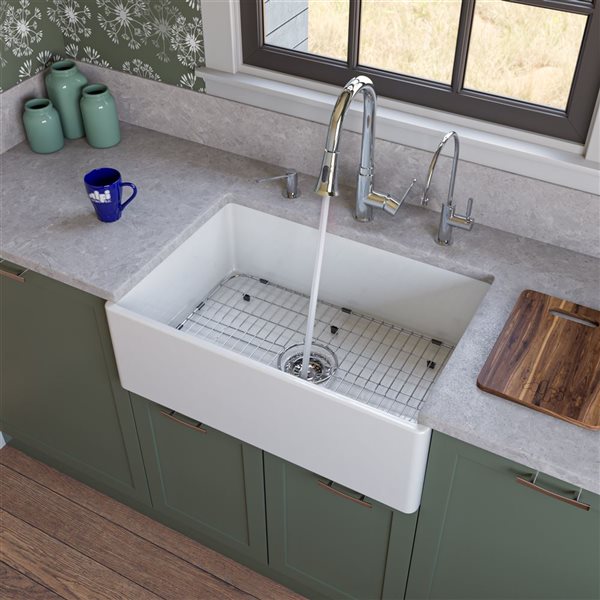 Image of Alfi Brand | Apron Front/farmhouse Kitchen Sink - Single Bowl - 29.88-In X 19.75-In - Pure White | Rona