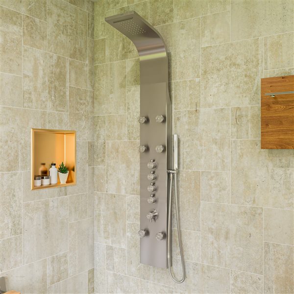 ALFI brand Shower Panel System with 6 Body Sprays - Brushed Stainless Steel