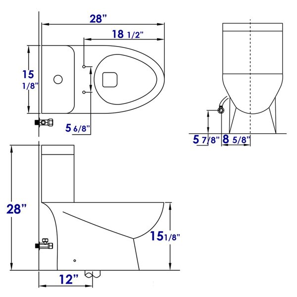 EAGO Oval Elongated Toilet - Dual Flush - Standard Height - 15.25-in - White