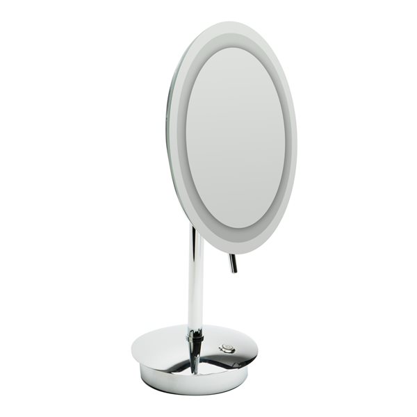 Image of Alfi Brand | Round Cosmetic Mirror With LED Light - 5X Magnify - 9-In- Polished Brass | Rona