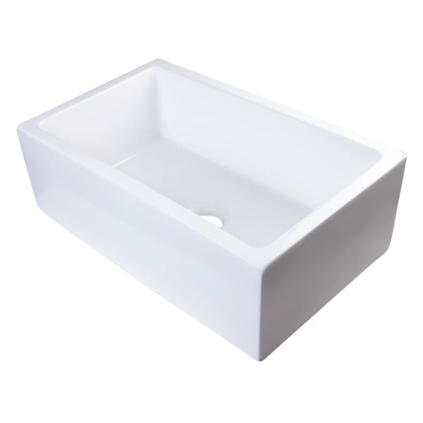 ALFI brand Apron Front/Farmhouse Kitchen Sink - Single Bowl - 30-in x 18.13-in - White