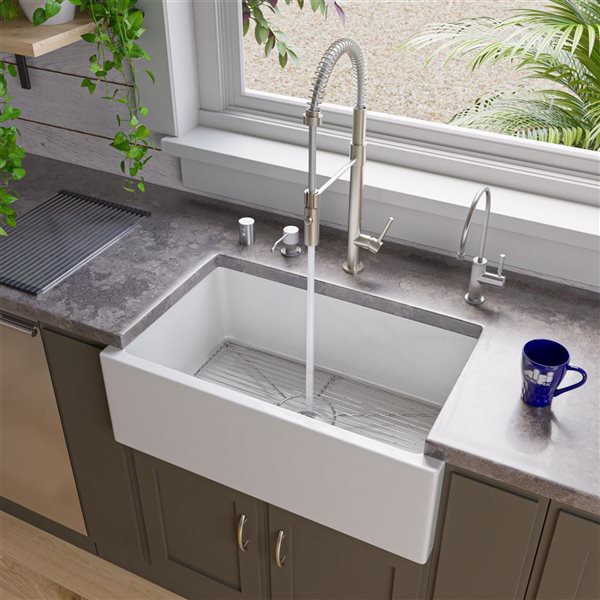 Image of Alfi Brand | Apron Front/farmhouse Kitchen Sink - Single Bowl - 30-In X 18.13-In - White | Rona