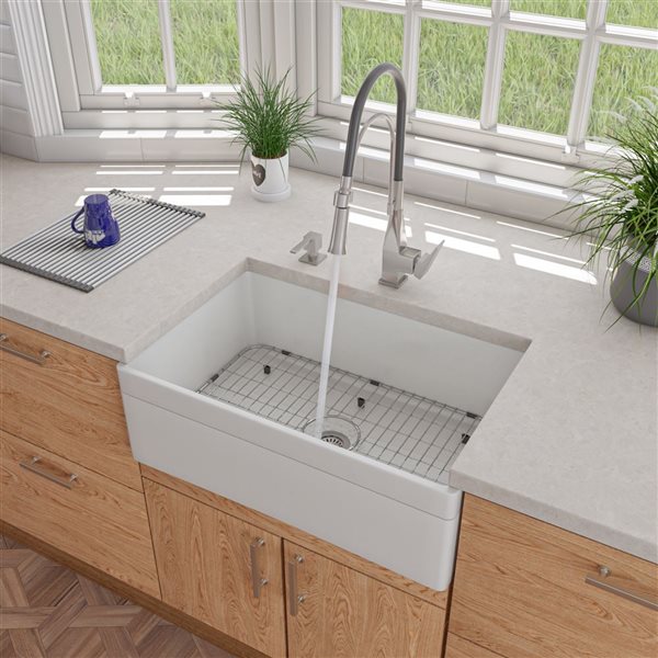 Image of Alfi Brand | Apron Front/farmhouse Kitchen Sink - Single Bowl - 29.88-In X 19.75-In - White Fireclay | Rona