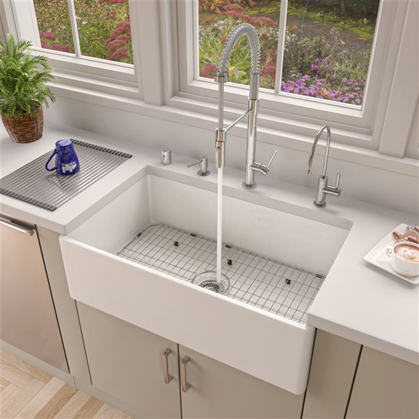 Image of Alfi Brand | Apron Front/farmhouse Kitchen Sink - Single Bowl - 33-In X 20-In - White | Rona