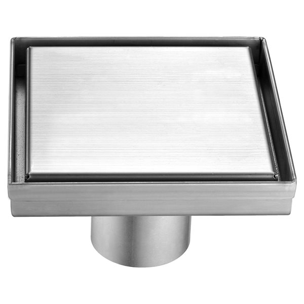 ALFI brand Square Linear Shower Drain - 5.25-in - Brushed Stainless Steel