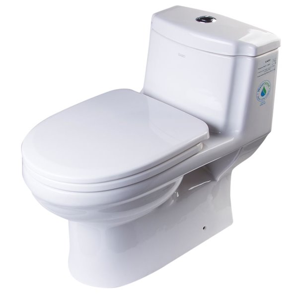 EAGO Elongated 1Piece Toilet Dual Flush Standard Height 14.5in White TB222 RONA