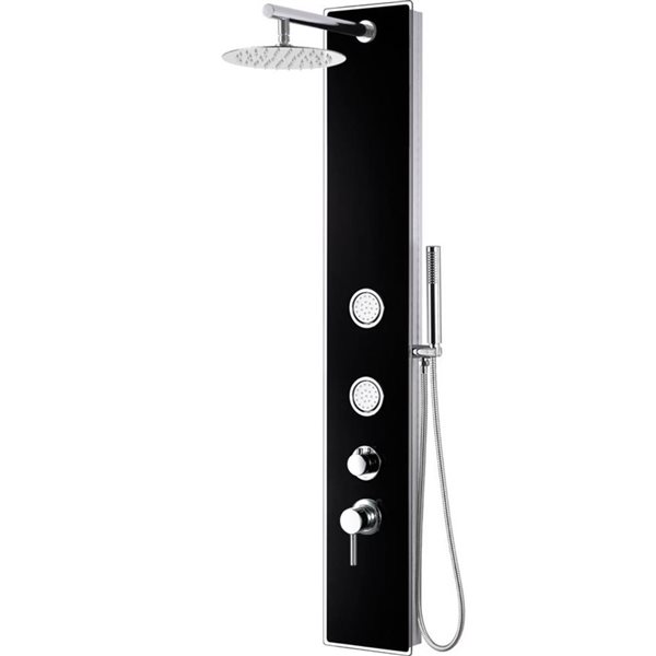 ALFI brand Shower Panel System with 2 Body Sprays - Rain Shower Head - Black