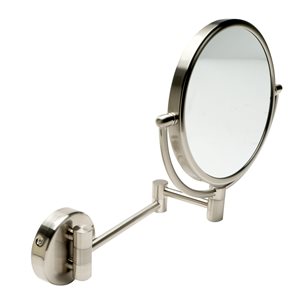 ALFI brand  Round Wall Mount Cosmetic Mirror - 5x Magnify - 8-in - Brushed Brass