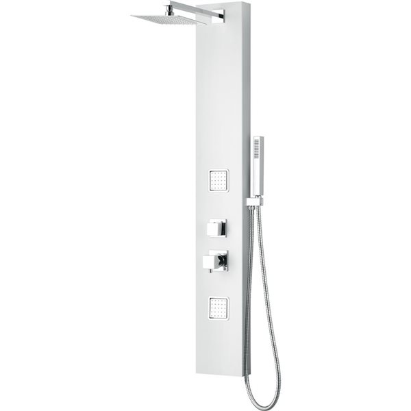 ALFI brand Shower Panel System with 2 Body Sprays - Rain Shower Head - White