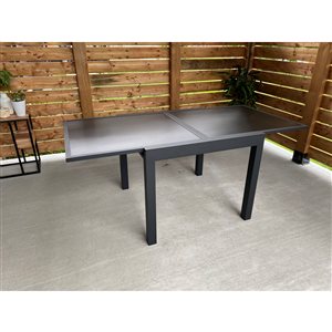 F. Corriveau International Extension table - Aluminum - Black - 35-in x 35-in up to 70-in