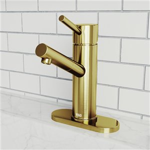 Robinet de salle de bain monotrou Noma de VIGO avec plaque de pont, or mat brossé