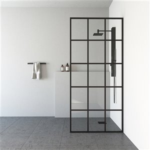 VIGO Industries Mosaic Fixed Framed Shower Screen - Black - 34-in x 74-in