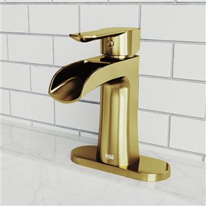 Robinet de salle de bain monotrou Paloma de VIGO avec plaque de pont, or mat brossé