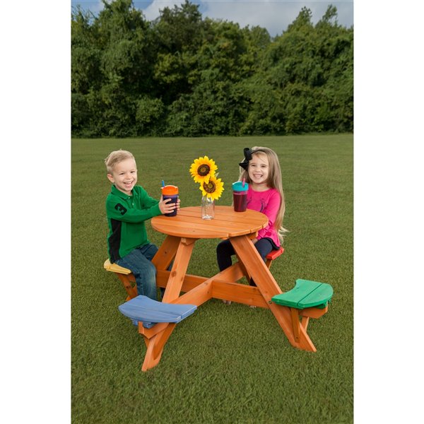 pour lext/érieur ou /à lint/érieur 90x90xH50 cm TIMBELA M018-1 Table Enfant pour Pique-Nique