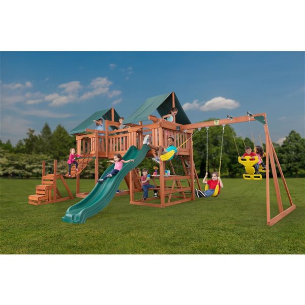 jungle fun complete wooden swing set
