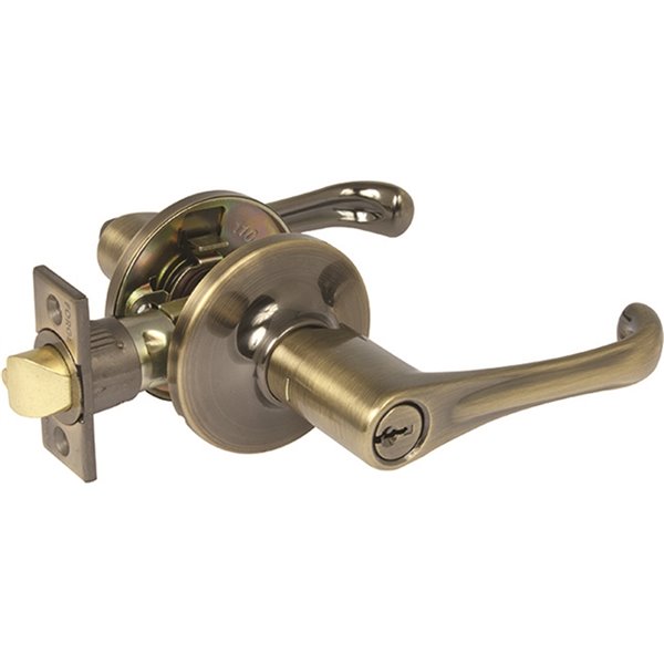 Forge Locks Braxton Keyed Entry Door Handle - Antique Brass 13-95609