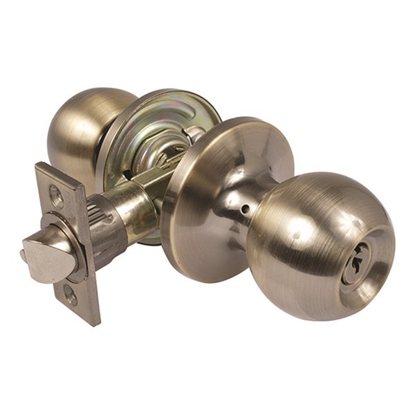 Forge Locks Saturn Keyed Entry Door Knob - Antique Brass 13-11052