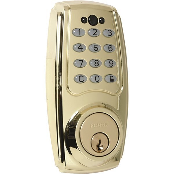 Forge Locks Grade 2 Digital Deadbolt Lock - Satin Silver - Polished Brass