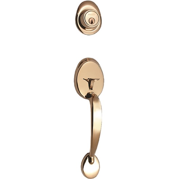 Forge Locks Lexington Entrance Gripset with Deadbolt - Polished Brass